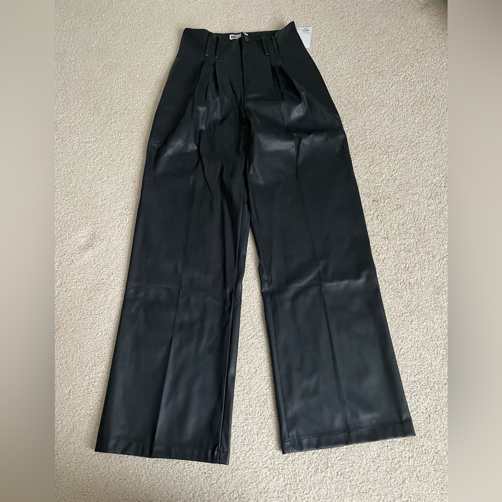 NWT SO wide leg faux leather pants